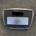 Sliver Für Audi A6 C6 2005-2011 RS6 Stil Kühlergrill Glänzend Silber Front Grill