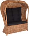 Rattan-Strandkorb 2-Sitzer Beach Rattansessel Flecht-Sessel mit Dach (Natur)