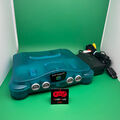 Nintendo 64 N64 Spielekonsole Clear Crystal Blue Türkis Ice Ocean Blau + Kabel