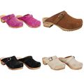 Sanita Wood Hedi Damen Clogs | Hausschuhe | Gartenschuhe | Veloursleder (Suede)