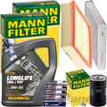 MANN INSPEKTIONSPAKET+5L MANNOL 504 5W-30 ÖL passend für AUDI A4 B5 VW 1.6-2.0