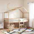 Hochbett mit Dach Bett Kinderbett Spielbett Weiß 80x200cm Massivholz vidaXL