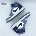 Nike Air Jordan 1 Mid Sneaker Damen Schuhe Turnschuhe Frauen Blau Grau Weiß