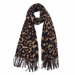 DAMEN LEO SCHAL Halstuch Stola Karo Leopard Scarf Winterschal Deckenschal Cape