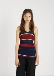 ISABEL MARANT ÉTOILE Dully Striped Sweater Tank Top Blue Knit Crochet...