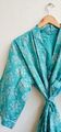 Blumenmuster Baumwolle Indisch Grün Kimono Abendkleid Maxi Kleid Bademantel