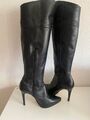 High Heels Plateau Stiefel von BUFFALO schwarz Absatz 12 cm Gr. 38, ungetragen