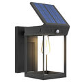 Solar Wandleuchte, LED Außenleuchte Gartenleuchte mit Warmweißes Licht, Schwarz