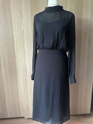 Esprit Kleid Größe 36/38 Schwarz/silber Chiffon