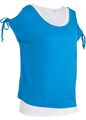 2-in-1-Wellness-Shirt mit Cut-Outs Gr 36/38 Gletscherblau Weiß Damenshirt Neu