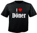 T-Shirt I Love Döner für Damen Herren und Kinder Farben Schwarz Weiss Pink