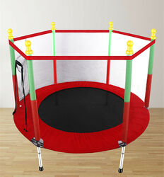 Kinder Trampolin Indoor Outdoor Garten Ø140cm Jumper Fun Sicherheitsnetz mit Net