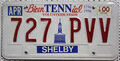 Tennessee USA Nummernschild US Kennzeichen License Plate Shelby County [727 PVV]