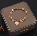 Armband Damen Frauen Herz Edelstahl Rose Gold Silber Gravur Modeschmuck 