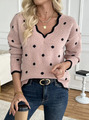 Eleganter Damen-Pullover mit V-Ausschnitt und Polka-Dots - Gemütlich, Langarm