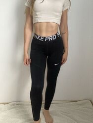 Nike Pro Dri Fit Performance gym leggings sport fitness S Schwarz Mesh Netz