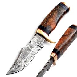 Damast Messer Damaszener Stahl Jagd Knife Damascus Hunting Bowie 5012EK