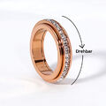 Drehbarer Ring aus Edelstahl mit Zirkonia Damen Herren Unisex Spinning Ring