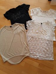 Damen T-Shirts Set 4 - Teilig Gr.S u. XS 2x weiß 1x beige 1x schwarz 