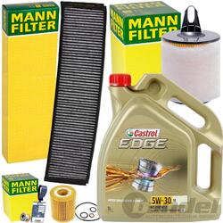 MANN FILTERSET+CASTROL EDGE M 5W30 passend für BMW 1er E81/82/87/88 3er E90-E93