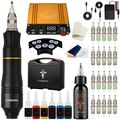 Komplett Tattoo Maschine Set 6Farbe Tinte Netzteil Nadeln Rotary Tattoo Pen Kit