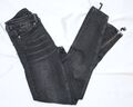 H&M Divided Jeans Hose Gr.34 XS Schwarz Zipper Basic 32 36 XXS Waschung Washed