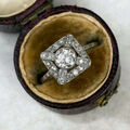 Vintage Verlobungsring Weißgold-Finish 2 Kt Rund Diamant Hochzeit Ring Art Déco