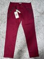 SARAH KERN Hose Damen Gr.42 magenta Brombeere Glitzer Röhre Treggings Stretch