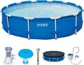 INTEX Familien Swimmingpool mit Metallrahmen 366 x 84cm mit Filterpumpe +Zubehör