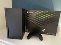 Microsoft Xbox Series X 1TB Videospielkonsole - Schwarz mit Controller und Box