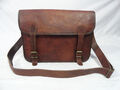 Vintage hellbraune Leder-Umhängetasche Kuriertasche im Used-Look Laptop Schule