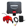 Nintendo 64 Spielekonsole Schwarz mit Expansion Pak und rotem Controller - N64