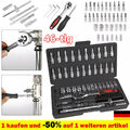 46tlg/Set Steckschlüssel Satz Set 1/4" Knarrenkasten Ratschenkasten Nusssätze,DE