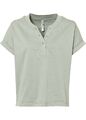 Boxy-Shirt mit Knopfleiste Gr. 44/46 Seegras Damen Kurzarmshirt Top Bluse Neu*