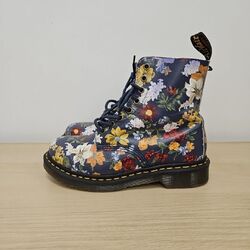 Dr. Martens 1460 Pascal Darcy Fernweh Blumen Blumen Blumen Marineblau Leder Stiefel UK 5 #