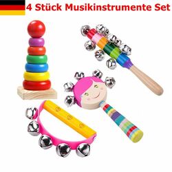 Musikinstrumente Kinder Set,4 Stück Holz Percussion Set für Kleinkinder und Baby