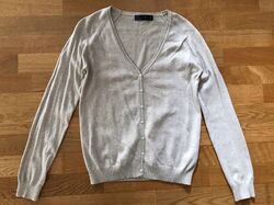 Zara Jacke, Cardigan, Basic, Baumwollmischung, Natur/Beige, Gr. L (M)