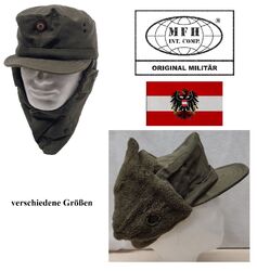 Österr.Bundesheer Wintermütze Grünoliv Unisex Kokarde Original Mütze Armee Gebr.