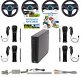 Nintendo Wii Konsole Schwarz  Mario Kart + Wii Sports - 4 Spieler Set Original #