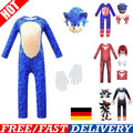 Sonic Shadow Jumpsuit Maske Set Kinder Mädchen Jungen Cosplay Karneval Kostüm