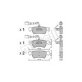 1x ORIGINAL® Metelli 22-0661-0 Bremsbelagsatz, Scheibenbremse Hinten, inkl.