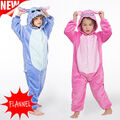 Mädchen Junge Pyjama Cartoon Tier Onesie Kostüm Cosplay Stitch Einhorn Kigurumi