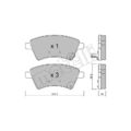 1x ORIGINAL® Metelli 22-0702-0 Bremsbelagsatz, Scheibenbremse Vorne, inkl.