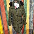 Marikoo Damen Winter Übergangs Jacke Winterjacke Stepp Mantel gesteppt lang Gr.S