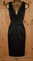 Schwarz Satin Pencil Wiggle Galaxy Plissee Smart Abend Cocktailkleid Gr 14 12