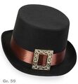 Steampunk Zylinder Gr. 59 schwarz mit Schnalle Hut Zylinderhut Gothic 123806613