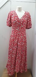 FINERY Harley Taschentuchsaum Kleid Kurzarm Gr. 12 Allover Print Neu