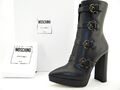 Moschino High Heel  Stiefel Stiefelette Ankle Boots Plateau Schwarz Leder Gr.39