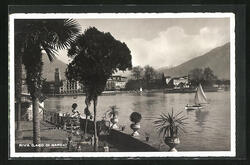 Riva, Lago di Garda, See mit Garten und Seegelboot, Ansichtskarte 1938 