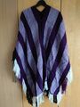 Peruanischer Poncho Alpaca Lama Lila Weiß Unisex Gr M L